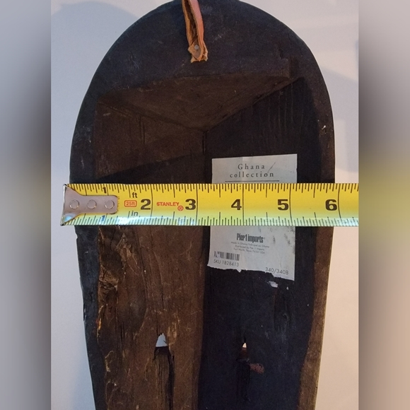 Vtg Pier 1 Ghana Collection Fank Ceremonial Mask, Hand carved wood 15" Pre-owned - Picture 5 of 6